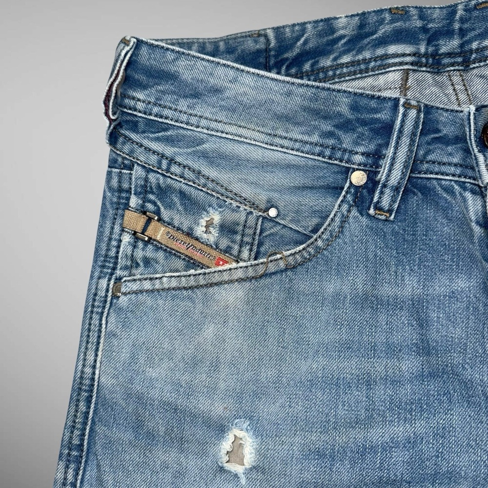 Diesel Jeans Men 29x28 Blue‎ Belther Slim Taper Light Wash Thrashed Rockstar Y2K - Picture 9 of 13